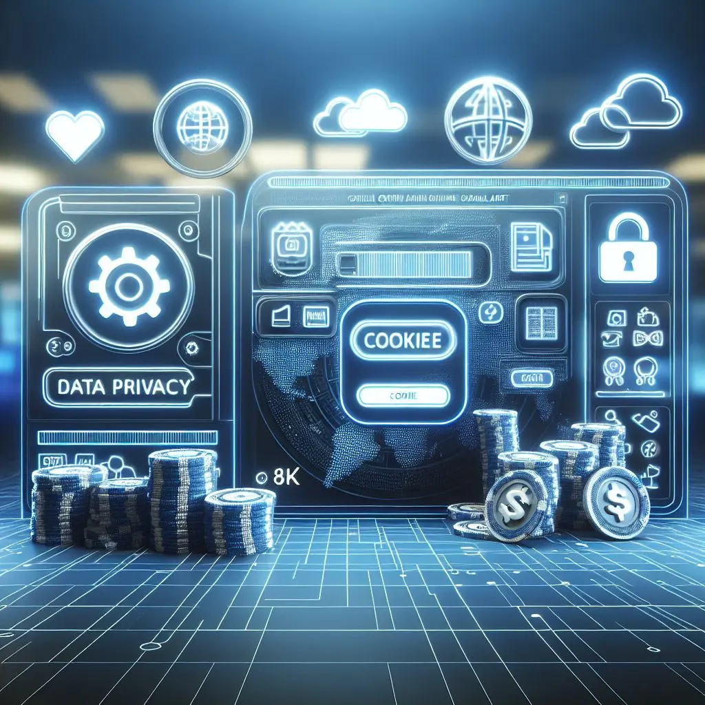 Banner sobre política de cookies para casino online, visualmente amigable y seguro